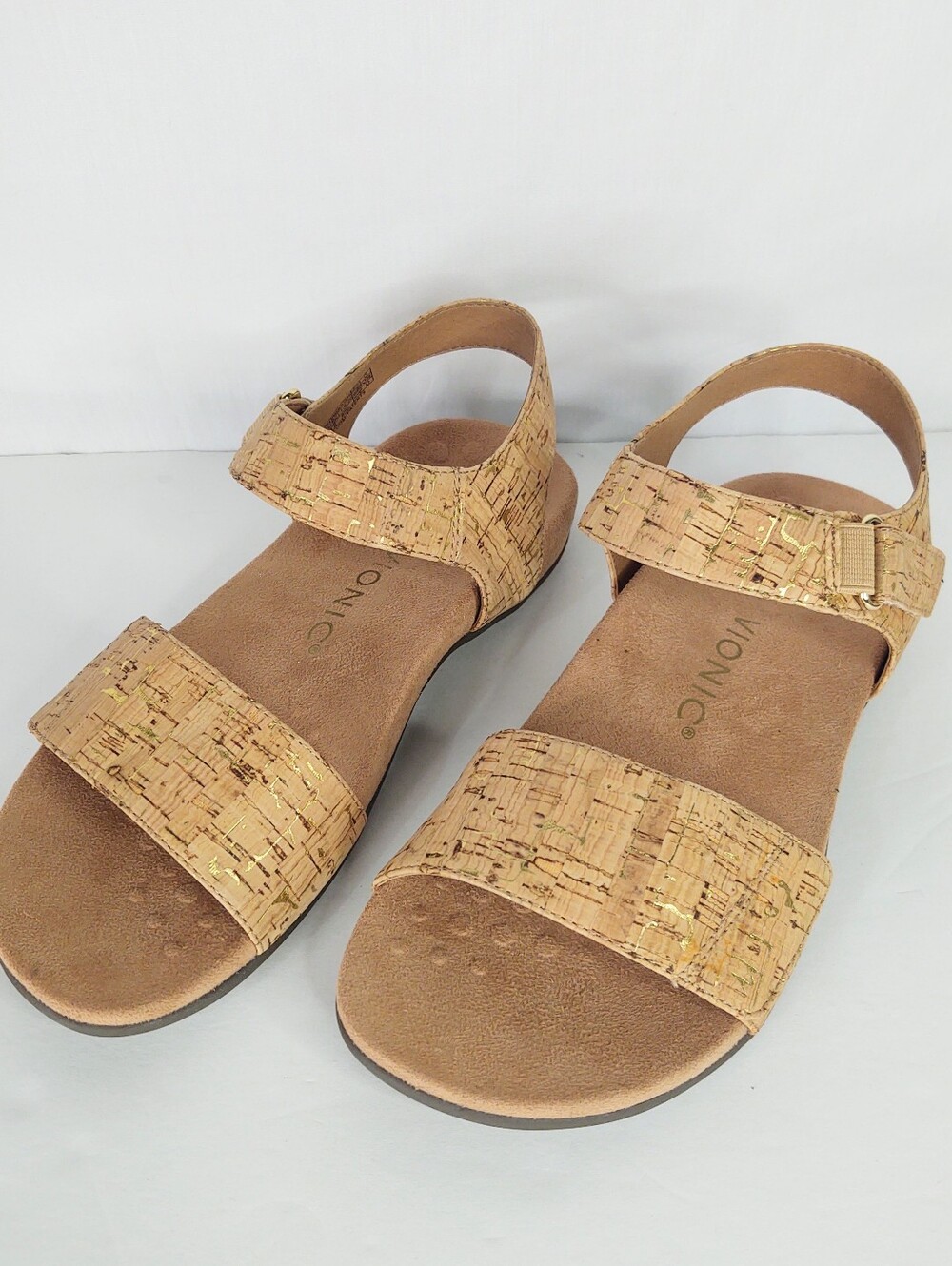 Vionics Marsala Gold Cork Adj Sandals Sz 6W